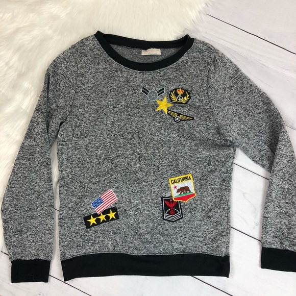 Bobbie Brooks Military Patches Army Sweater Navy - Picture 4 of 6